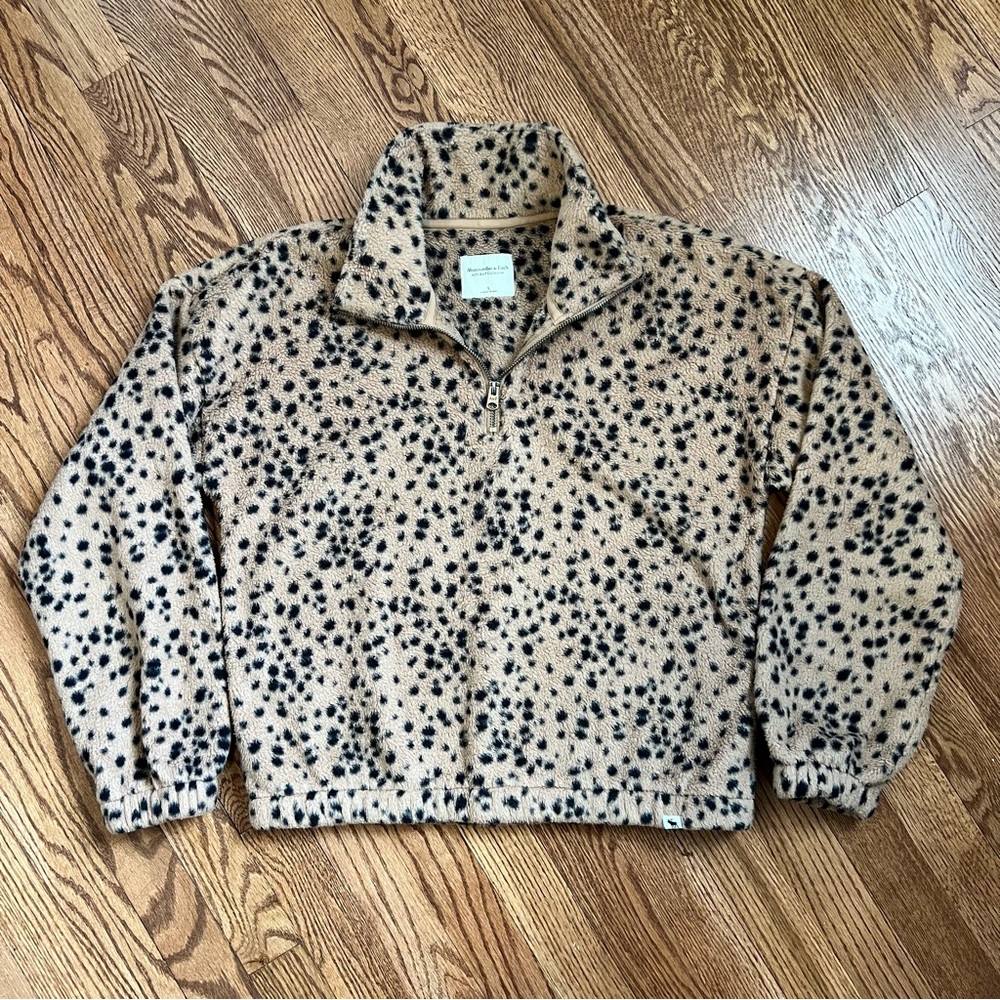 Abercrombie & Fitch Soft Collection Leopard Print Sherpa Fleece Pullover